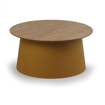 Kávový stolek kruhový průměr 690x 324 dub, okrový plast, SETA