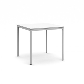 Jídelní stůl  800x 800x 735, bílá, podnož světle šedá, JHN
