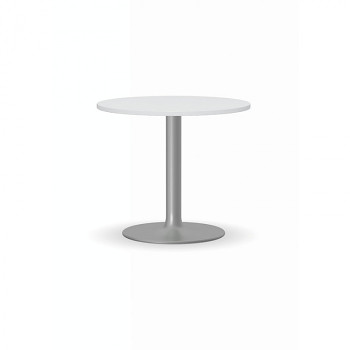 Konferenční stůl kruhový průměr  600x 500, bílá, podnož šedá, ZEUS