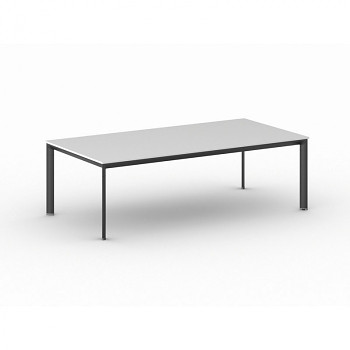 Jednací stůl 2400x1200x 740, bílá, podnož černá, INVITATION